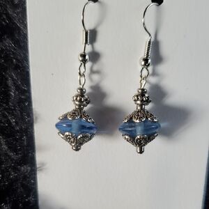 Elegant Silver and Blue Dangle Earrings